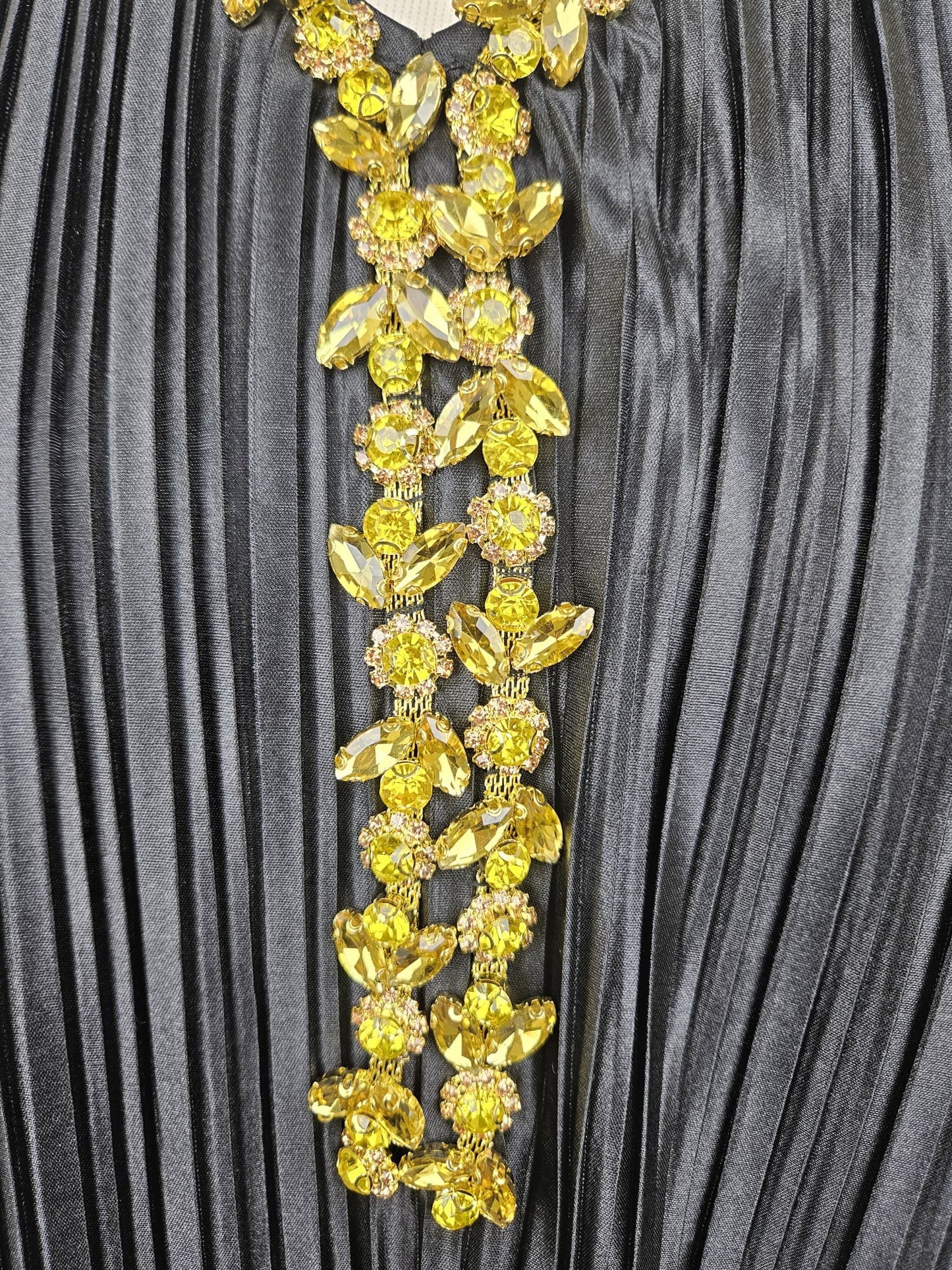 Black Pleats Abaya with Embellished Neck £54.99/ 2 for £105