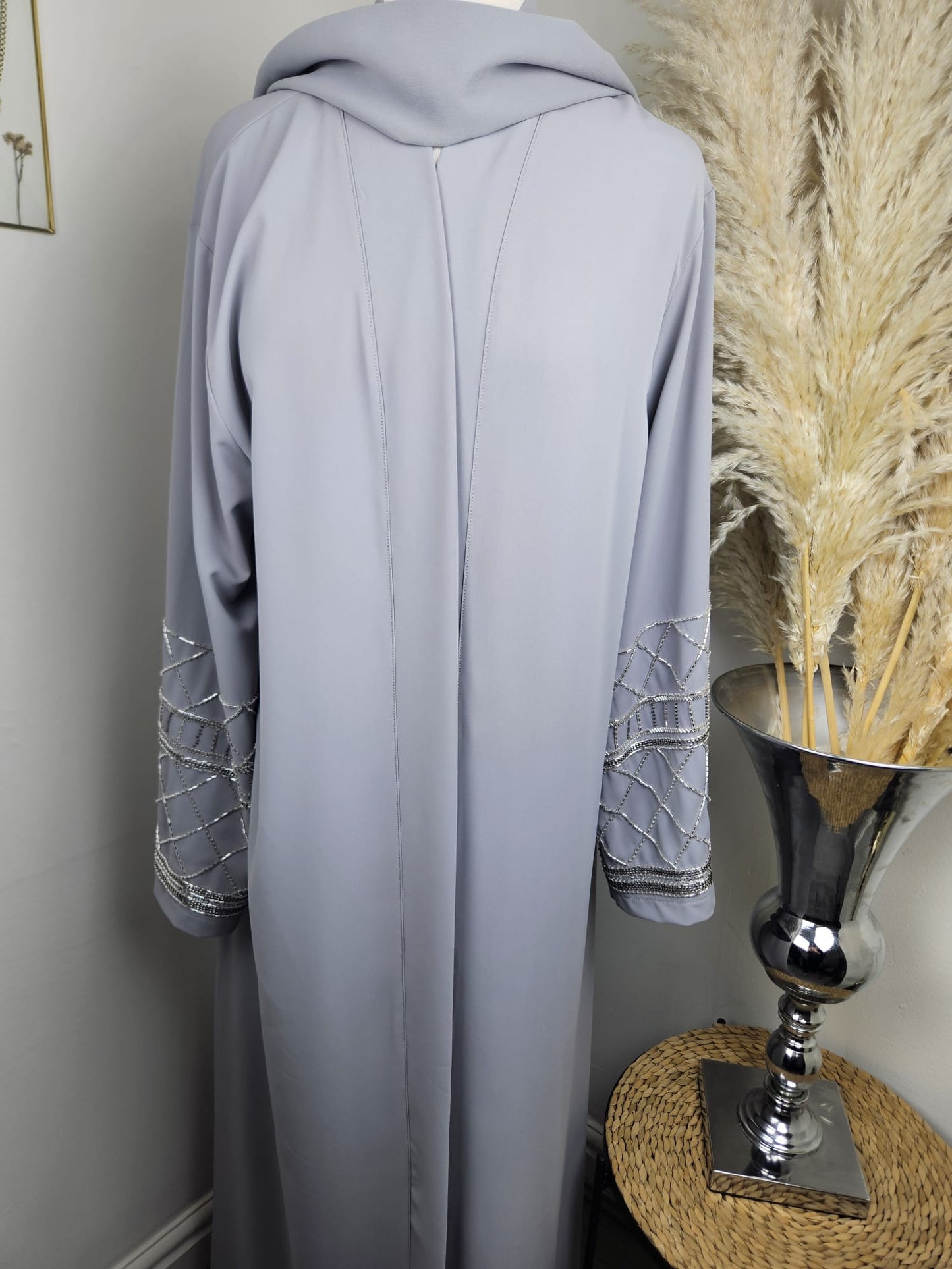 Embellished Sleeves Abaya in Grey with Matching Hijab £49.99 / 2 for £95