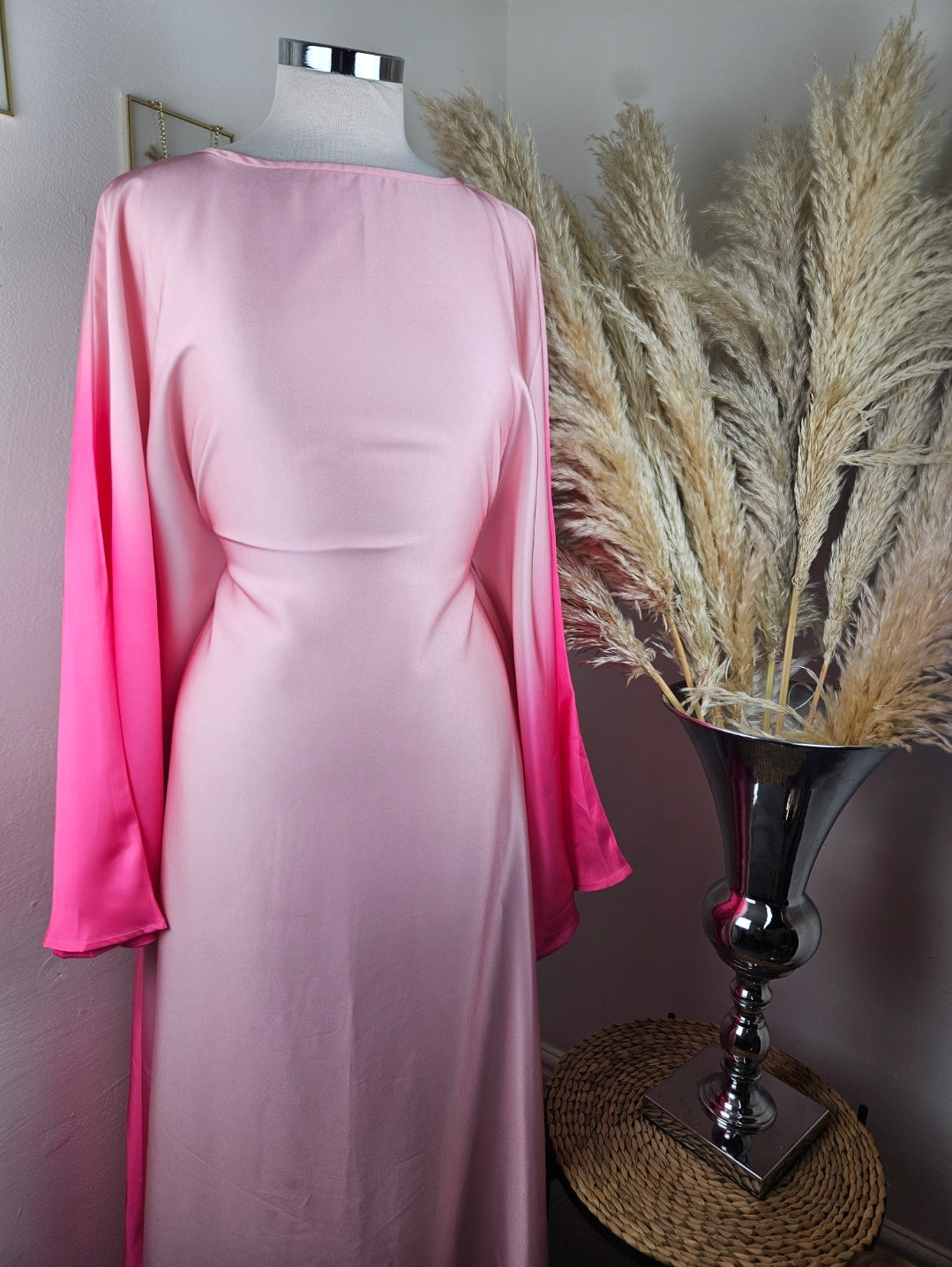 Satin Two Tone Abaya Pink £20 / 3 for £55