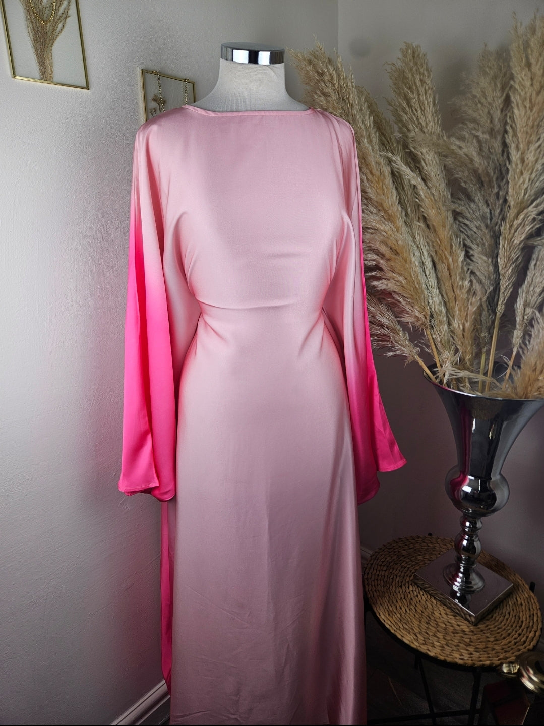 Satin Two Tone Abaya Pink £20 / 3 for £55