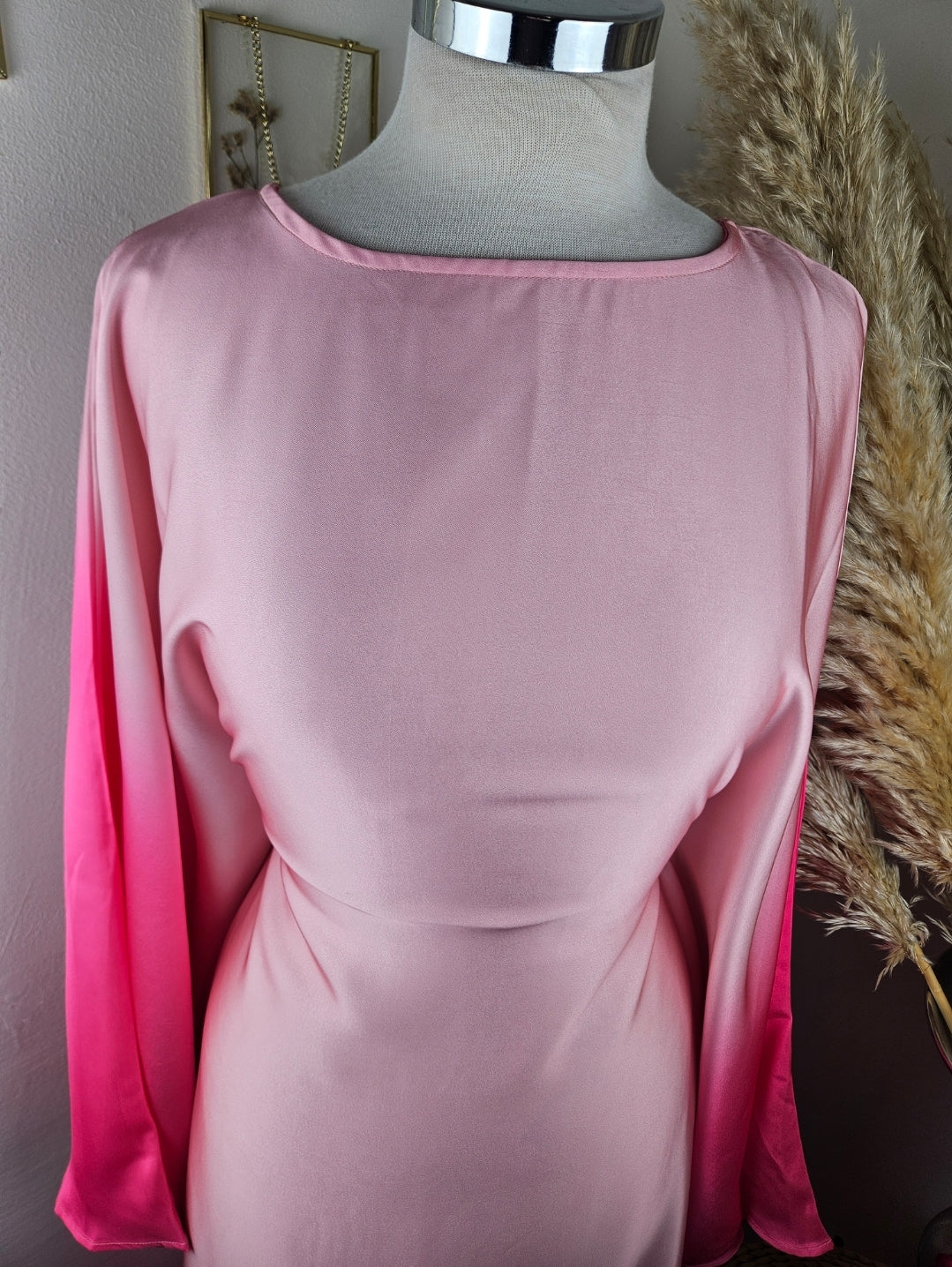 Satin Two Tone Abaya Pink £20 / 3 for £55