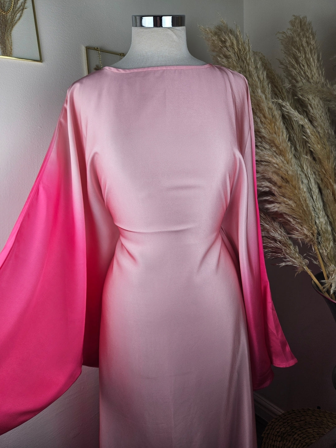 Satin Two Tone Abaya Pink £20 / 3 for £55