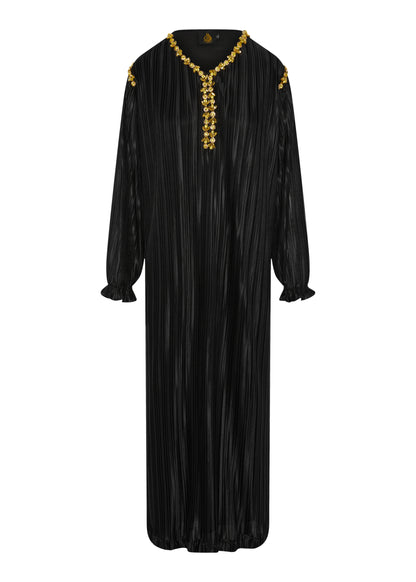 Black Pleats Abaya with Embellished Neck £54.99/ 2 for £105