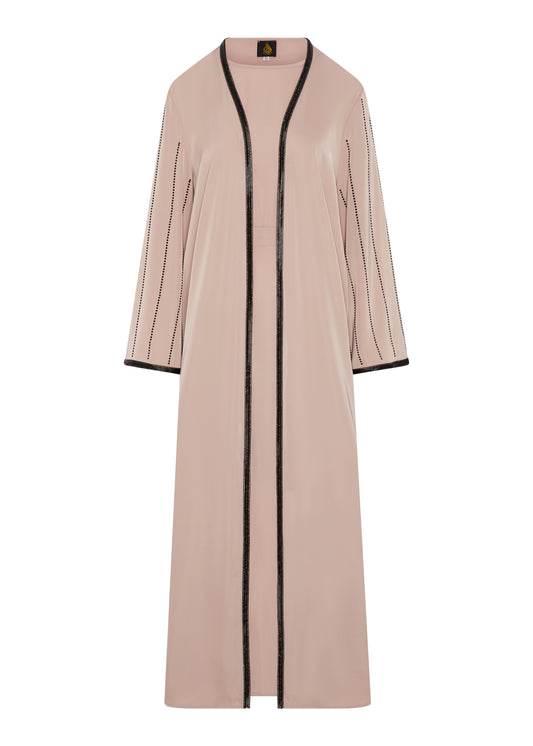 Dusty Pink Abaya With Diamond sleeves / front and matching under dress & belt £50 /2 for £95