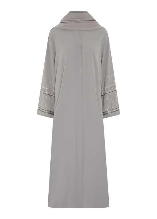 Embellished Sleeves Abaya in Grey with Matching Hijab £49.99 / 2 for £95