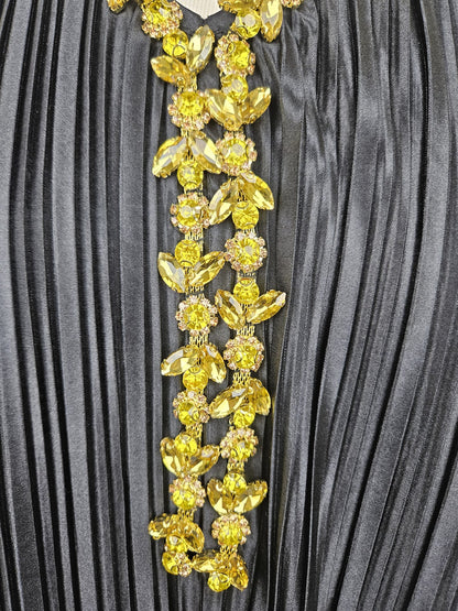 Black Pleats Abaya with Embellished Neck £54.99/ 2 for £105