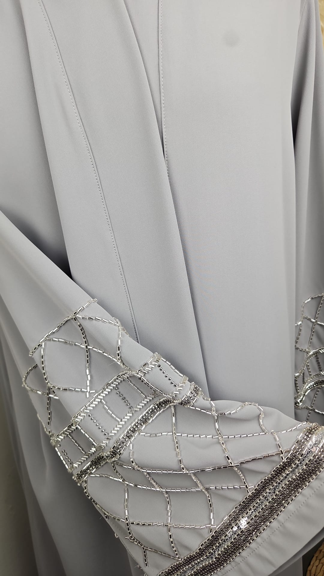 Embellished Sleeves Abaya in Grey with Matching Hijab £49.99 / 2 for £95