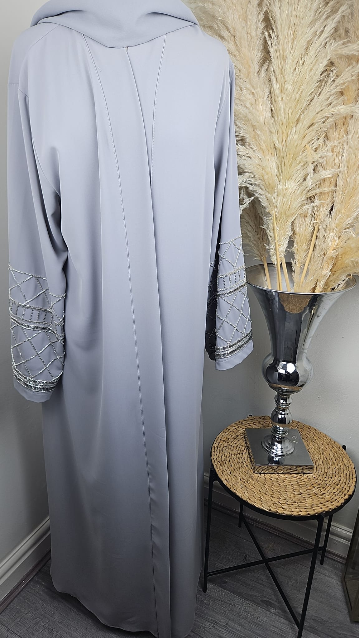 Embellished Sleeves Abaya in Grey with Matching Hijab £49.99 / 2 for £95