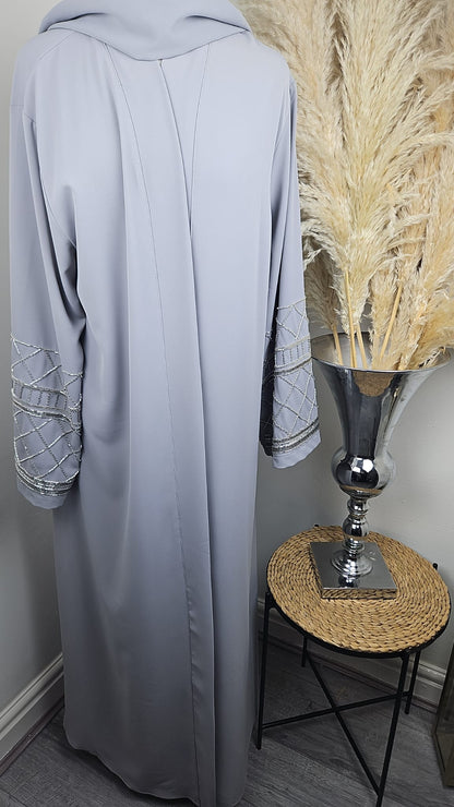Embellished Sleeves Abaya in Grey with Matching Hijab £49.99 / 2 for £95