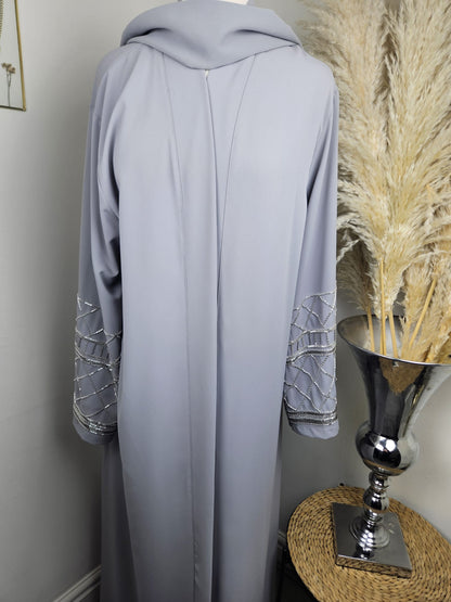 Embellished Sleeves Abaya in Grey with Matching Hijab £49.99 / 2 for £95
