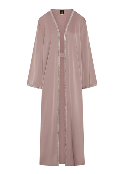 Taupe Abaya With Diamond Front & White Under Dress / Belt £50 / 2 for £95