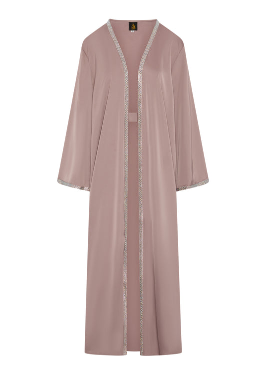 Taupe Abaya With Diamond Front & White Under Dress / Belt £50 / 2 for £95
